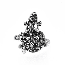 Lizard Alloy Open Cuff Ring for Men Women, Cadmium Free & Lead Free