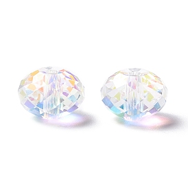 Perlas de vidrio transparentes facetadas, color de ab, ábaco