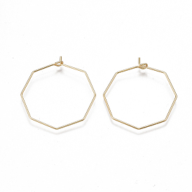 Латунная фурнитура для хооп серег, Винные стекла, восьмиугольник, без никеля 