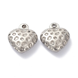 304 Stainless Steel Charms, Heart, Bumpy