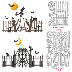Plantillas de troqueles de corte de acero al carbono con temática de puerta de Halloween, para diy scrapbooking, album de fotos, tarjeta de papel decorativa en relieve