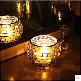 Color strip mosaic glass candle holder bar KTV decoration props candlelight dinner decorations