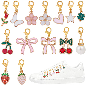 28шт 14 стили подвеска из сплава эмали украшения, Сплав с застежками когтя омара