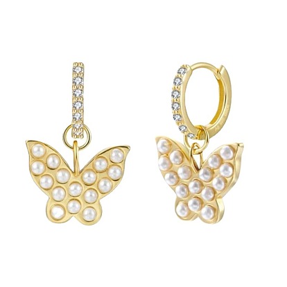 Charming Butterfly Zircon Pearl Earrings for Women - Elegant and Stylish Jewelry Accessories