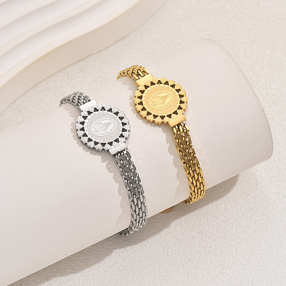 201 браслеты из нержавеющей стали с пантерой, плоский круглый в форме сердца с браслетами святого Бенедикта