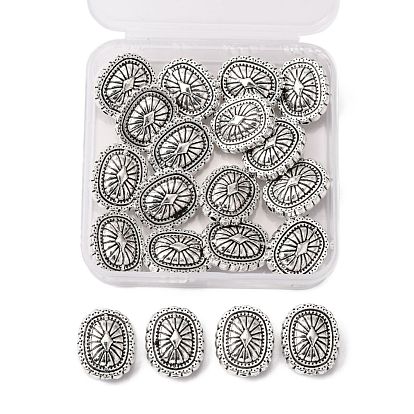 20Pcs Tibetan Style Alloy Beads, Rectangle with Rhombus