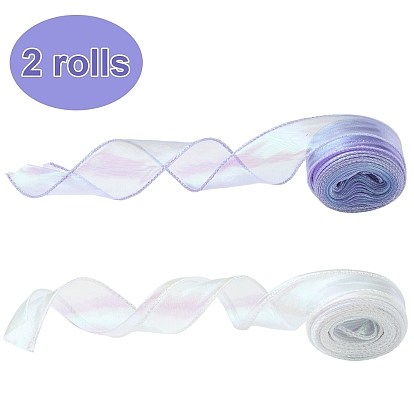 2 рулоны 2 цветная поликутоновая лента, радужная лента для банта, цветок, украшение подарка