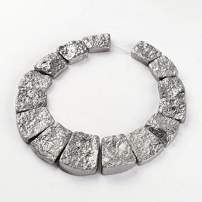 Гальванизированный природный камень кости дракона, градуированные бусинки, трапециевидные, 24~36x22~30x6~8 мм, отверстие : 1.5~2 мм, около 15 шт / нитка, 12.2 дюйм ~ 12.4 дюйм