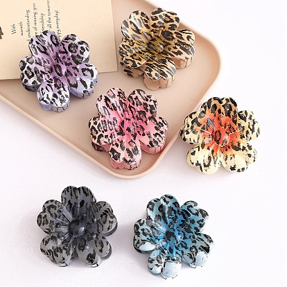Цветочные пластиковые заколки для волос с когтями, аксессуары для волос для женщин и девочек, рисунок для леопарда