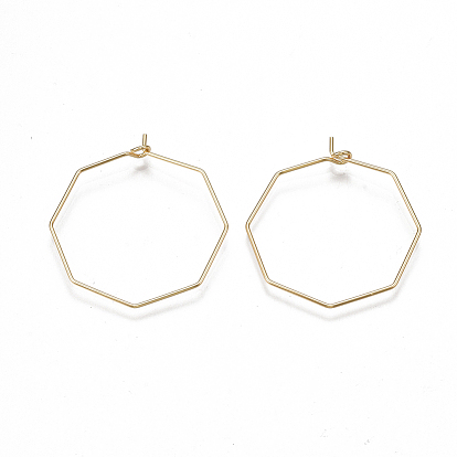 Латунная фурнитура для хооп серег, Винные стекла, восьмиугольник, без никеля 