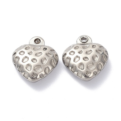 304 Stainless Steel Charms, Heart, Bumpy