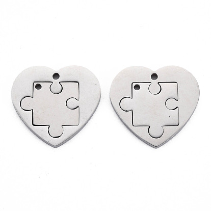 304 Stainless Steel Pendants, Laser Cut, Heart