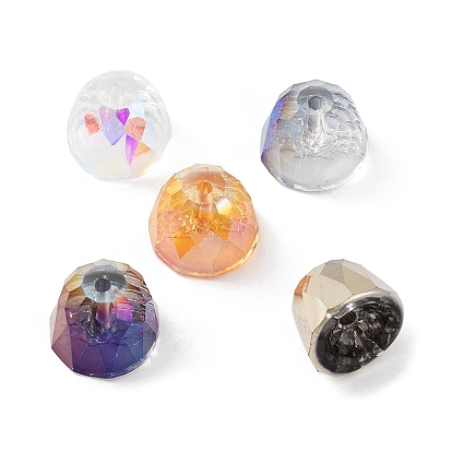 Electroplate Glass Beads, AB Color, Faceted Half Round