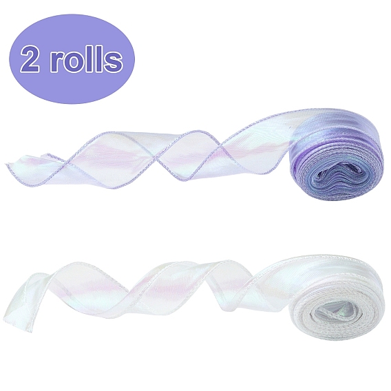 2 рулоны 2 цветная поликутоновая лента, радужная лента для банта, цветок, украшение подарка
