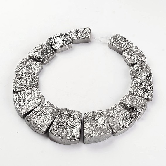 Гальванизированный природный камень кости дракона, градуированные бусинки, трапециевидные, 24~36x22~30x6~8 мм, отверстие : 1.5~2 мм, около 15 шт / нитка, 12.2 дюйм ~ 12.4 дюйм