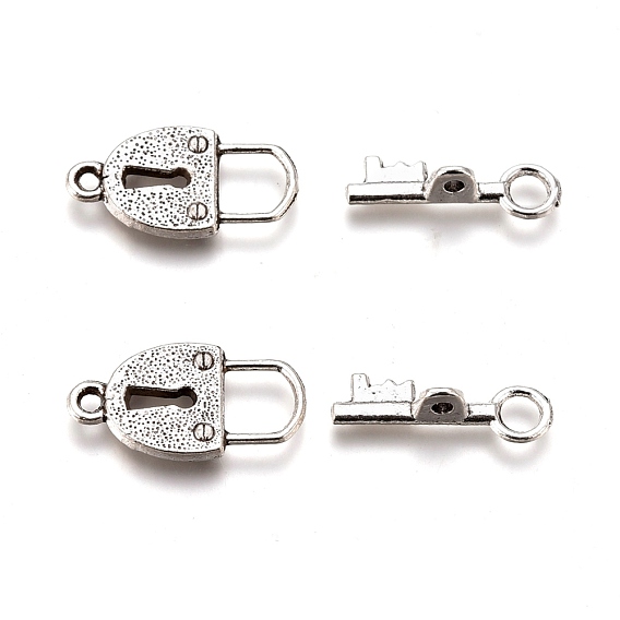 Tibetan Style Alloy Toggle Clasps, Lead Free & Cadmium Free, Lock & Key