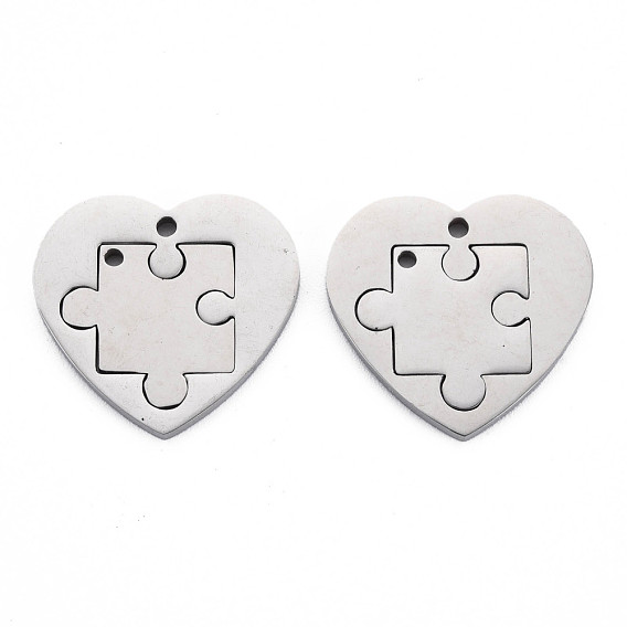 304 Stainless Steel Pendants, Laser Cut, Heart