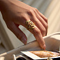304 Anillos abiertos de acero inoxidable para mujer., flor color de rosa