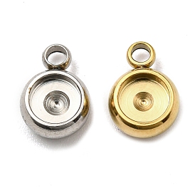 201 Stainless Steel Pendant Rhinestone Settings, Flat Round