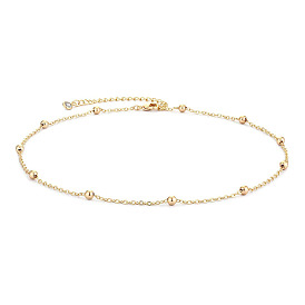 Minimalist Metal Beaded Chain Necklace with Diamond-Encrusted Lock, Chic and Versatile