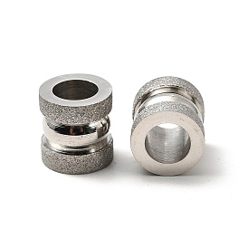 Stainless Steel Textured Beads, Large Hole Column Grooved Beads, Ion Plating (IP), 10x10mm, Hole: 6mm