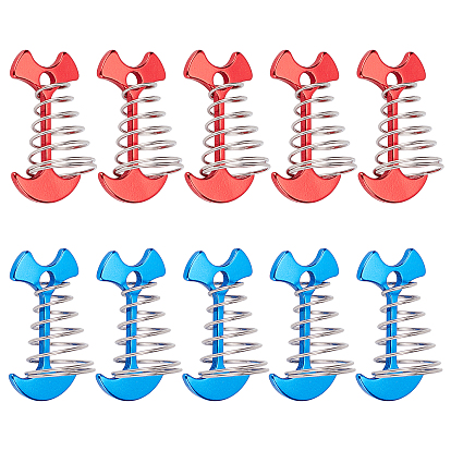 10 шт. 2 цвета ветрозащитный алюминиевый сплав палаточные колышки с пружинной пряжкой, палубные анкерные колышки, переносной якорь ветрового троса, кемпинг палатка гвоздь