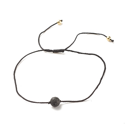 Armband aus natürlichen Lavasteinen mit runden Perlen, Ätherisches Öl Edelstein verstellbares Armband für Frauen