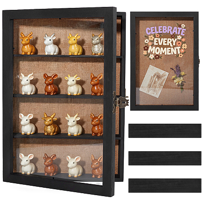 4 Vitrines à bijoux en bois à grille avec couvercle transparent, rectangle