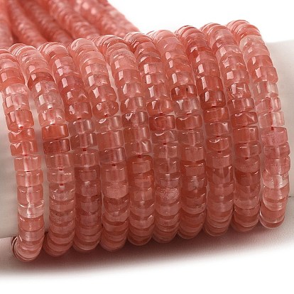 Cherry Quartz Glass Beads Strands, Disc, Heishi Beads