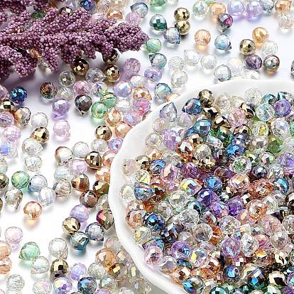 Прозрачные стеклянные амулеты, слеза, граненые, с покрытием AB цвета