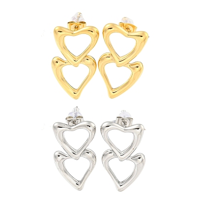 304 серьги-гвоздики из нержавеющей стали, сердце