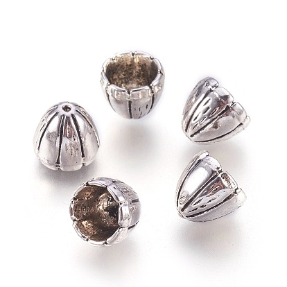 Концевые заглушки шнура тибетского стиля, без кадмия и без свинца, диаметром около 10 мм , толщиной 9 мм , отверстия: 1 мм, 6~8 мм внутренний диаметр, о 618 шт / 1000 г