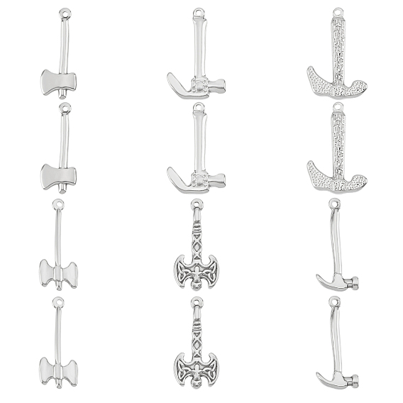 12 шт 6 стиль 304 подвески из нержавеющей стали, топор и молоток