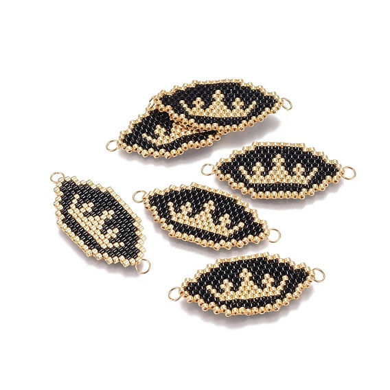 MIYUKI & TOHO Handmade Japanese Seed Beads Links, Loom Pattern, Eye with Crown