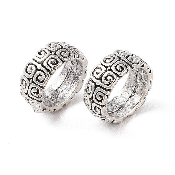 Сплавочные овальные бусины тибетского стиля , без кадмия и без свинца, плоско-круглые, большое отверстие шарик