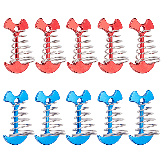 10 шт. 2 цвета ветрозащитный алюминиевый сплав палаточные колышки с пружинной пряжкой, палубные анкерные колышки, переносной якорь ветрового троса, кемпинг палатка гвоздь