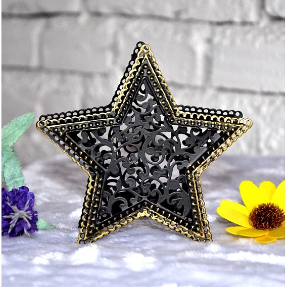 Star Shape Iron Candle Holder, Candle Storage Container Home Decoration
