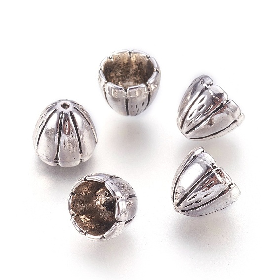 Концевые заглушки шнура тибетского стиля, без кадмия и без свинца, диаметром около 10 мм , толщиной 9 мм , отверстия: 1 мм, 6~8 мм внутренний диаметр, о 618 шт / 1000 г