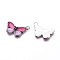 Antique Silver Plated Alloy Pendants, with Enamel, Butterfly