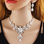Ожерелья с подвесками из цветочного сплава и стразами и серьги-гвоздики в форме капли