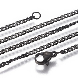 Ion Plating(IP) 304 Stainless Steel Curb Chain Necklaces, with Lobster Claw Clasp