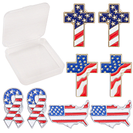 SUNNYCLUE Platinum Plated Alloy Safety Brooches, Enamel Pins, with Enamel and Iron Pins, Flag Of The United States