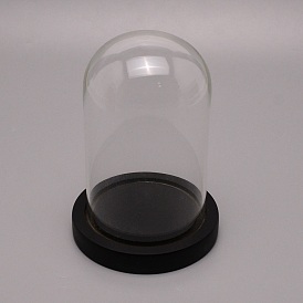 Glass Dome Cover, Decorative Display Case, Cloche Bell Jar Terrarium with Wood Base