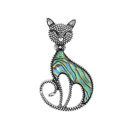 Creative Abalone Shell Cat Brooch, Brooch Pin Clothing Accessories