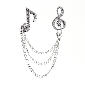 Мужская брошь из сплава на лацкане, с кристально горный хрусталь, для карьеры костюм смокинг рубашки галстук шапка шарф, музыкальная нота