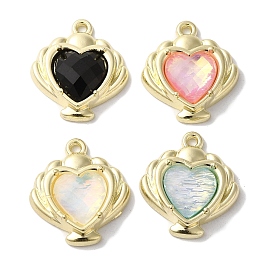 Rack Plating Alloy Pendants, Resin Heart Charms, Cadmium Free & Nickel Free & Lead Free