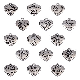 316 Stainless Steel Pendants, Heart with Word