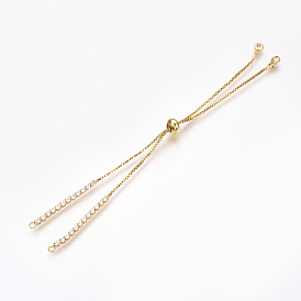 Pulsera de cadena de zirconia cúbica micro pavé de latón ajustable que hace, hacer pulseras deslizantes