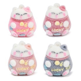 Кулоны из флокированной смолы, манэки-нэко со словом «счастливый»