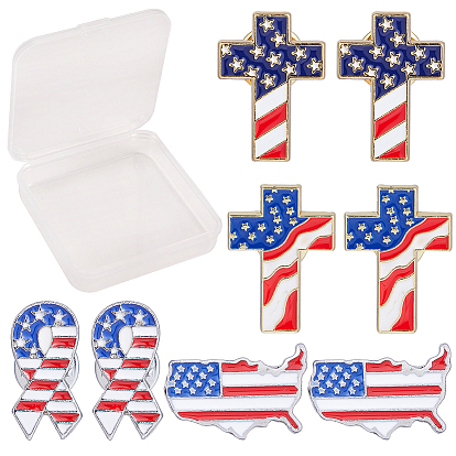 Platinum Plated Alloy Safety Brooches, Enamel Pins, with Enamel and Iron Pins, Flag Of The United States